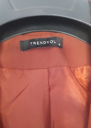36 Beden Düğmeli Kahverengi Kadın Blazer Ceket