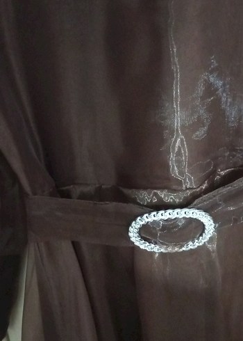 Kahverengi Uzun tesettür Kadın Elbise abiye - Görsel 2