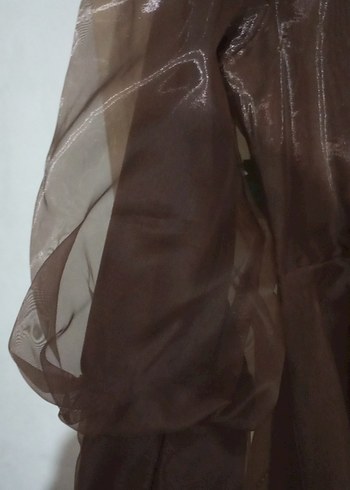 Kahverengi Uzun tesettür Kadın Elbise abiye - Görsel 4