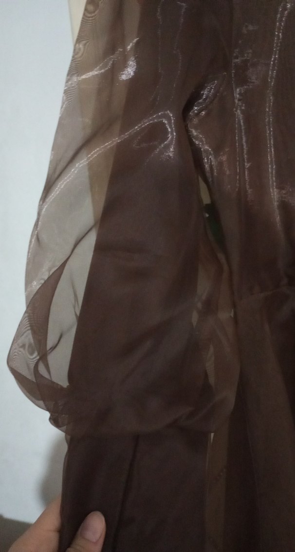 Kahverengi Uzun tesettür Kadın Elbise abiye - Görsel 4