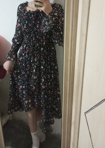 Çiçek Desenli kollari tül  Bohem Elbise, Çiçekli elbise - Görsel 3