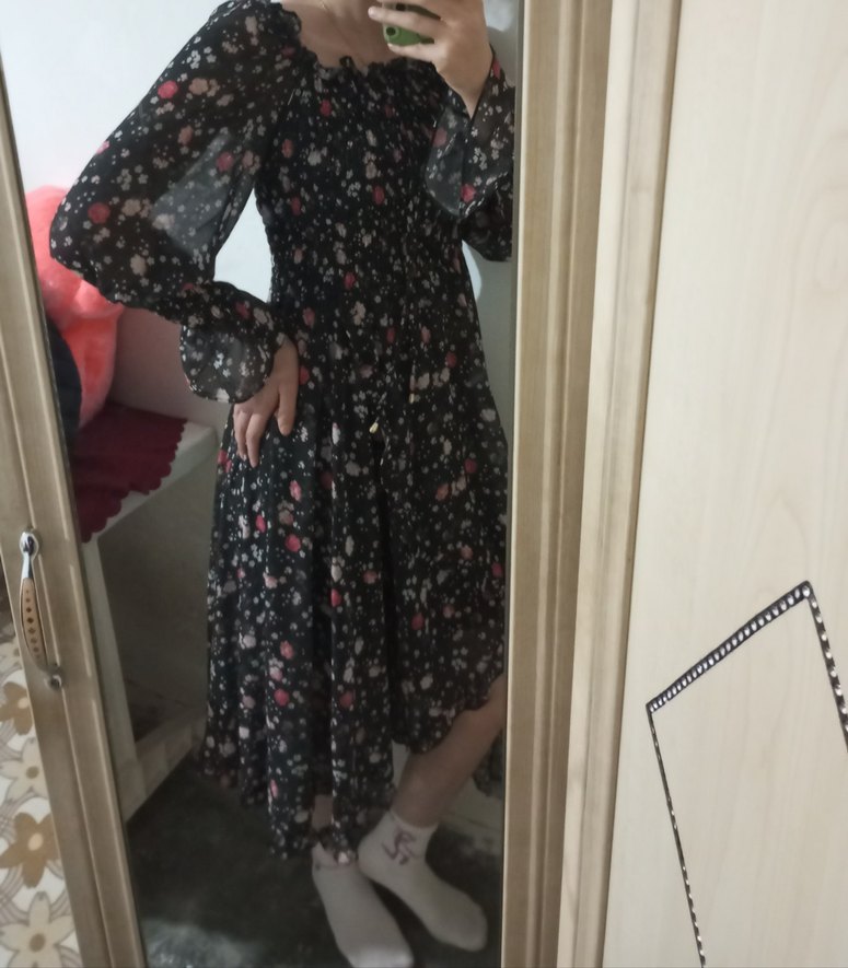 Çiçek Desenli kollari tül  Bohem Elbise, Çiçekli elbise - Görsel 2