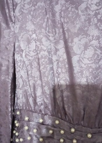inci detayli vintage Mor Uzun Kollu Elbise, abiye - Görsel 2