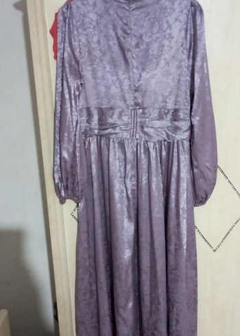 inci detayli vintage Mor Uzun Kollu Elbise, abiye - Görsel 3