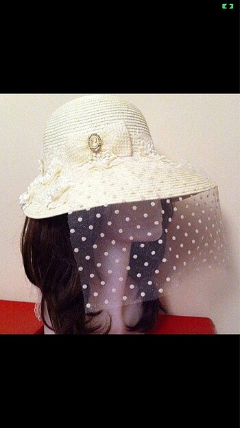 paper faces Nikah Şapkası, Krem Rengi Hasır, Yarım Siperlik,Came