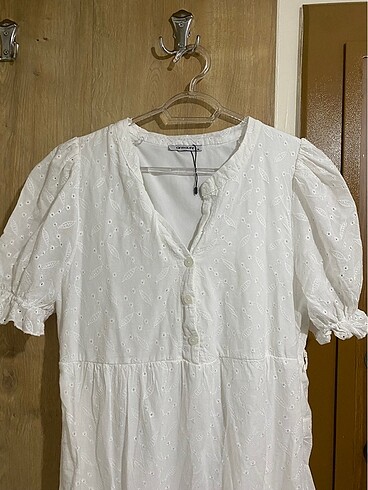 xl Beden beyaz Renk Beyaz dantel detaylı elbise