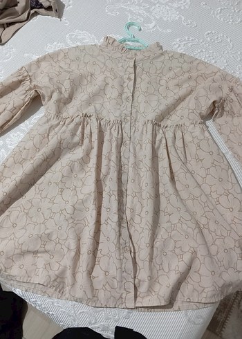 Bej Vintage Bohem Uzun Kollu tunik