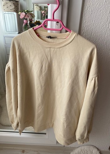 LC Waikiki Ekru Bisiklet Yaka Rahat Sweatshirt