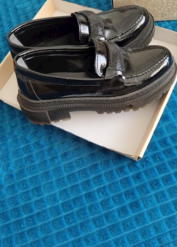 Parlak Siyah Erkek Çocuk Rugan Loafer hiç giyilmedi - Görsel 3