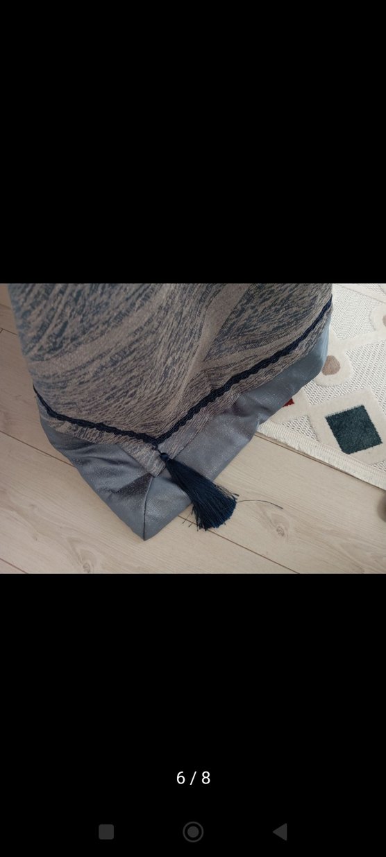 Mavi Nakışlı Gri Yatak Örtüsü Seti - Görsel 5