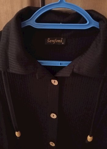 Düğmeli Siyah Uzun Kadın Kaban - Görsel 4