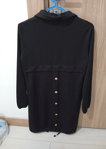 Düğmeli Siyah Uzun Kadın Kaban - Görsel 3