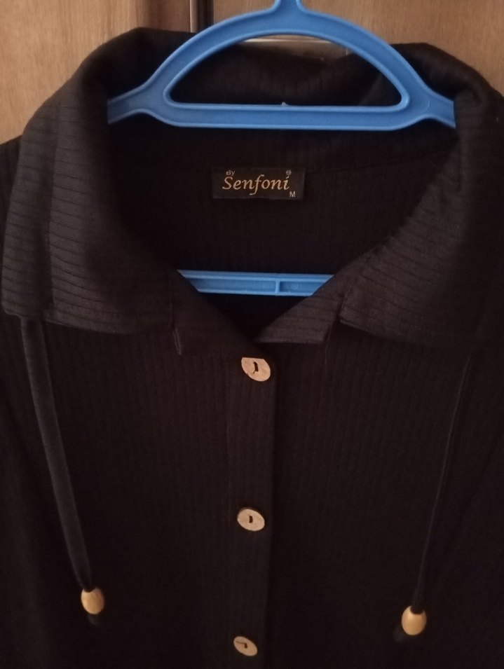 Düğmeli Siyah Uzun Kadın Kaban - Görsel 4