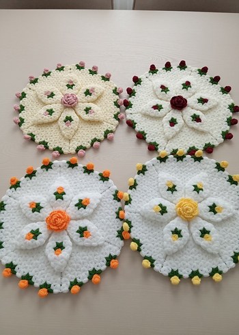 Çiçek Motifli Örgü lif - Görsel 3