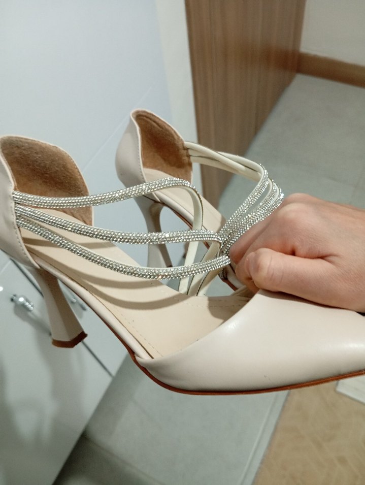 Bej Stiletto Topuklu Kadın Abiye Ayakkabı - Görsel 2