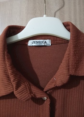 Düğmeli Kahverengi Midi Keten Tunik - Görsel 2