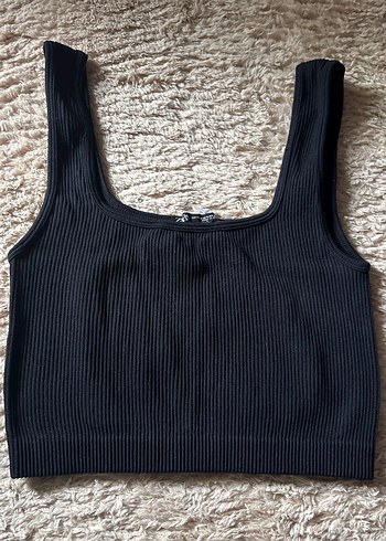 Siyah Kadın Kolsuz Crop Top - Görsel 2