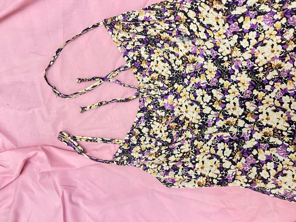 Kadın Mor Renkli Fırfırlı Bohem Fular - Görsel 3