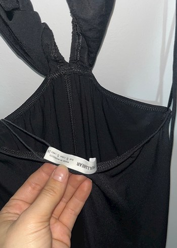 Siyah V Yaka Uzun İp Askılı Tulum - Görsel 5