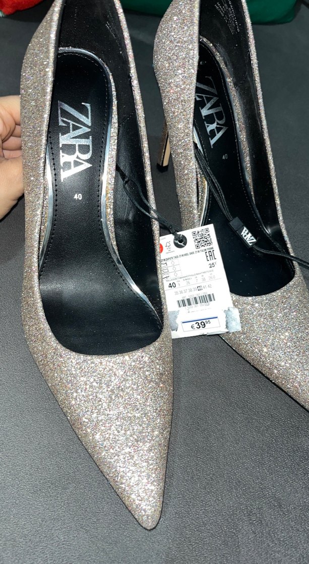 Zara Gri Simli Stiletto Topuklu Kadın Ayakkabı - Görsel 4