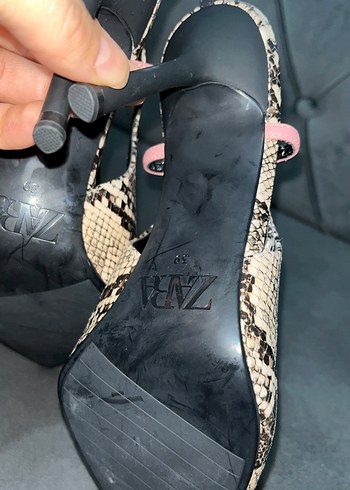 Bej Yılan Desenli Topuklu Stiletto - Görsel 3