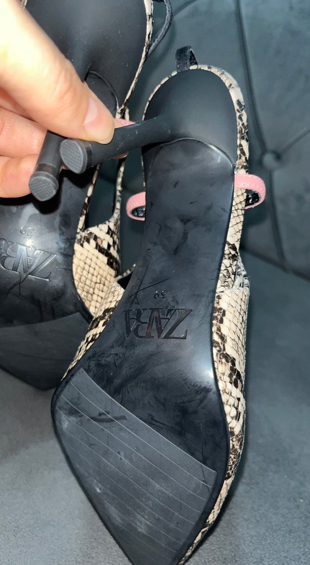 Bej Yılan Desenli Topuklu Stiletto - Görsel 3