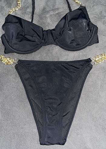 Zincir Detaylı Siyah Bikini - Görsel 2