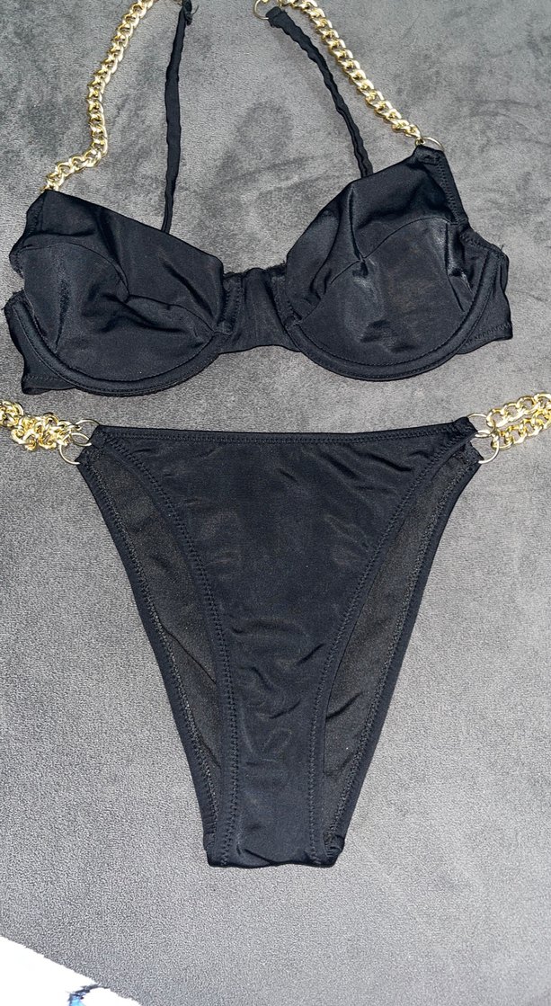 Zincir Detaylı Siyah Bikini - Görsel 2