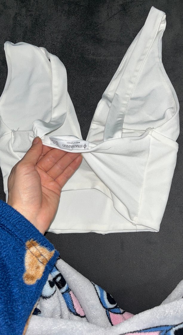 V Yaka Beyaz Kadın Büstiyer - Görsel 3