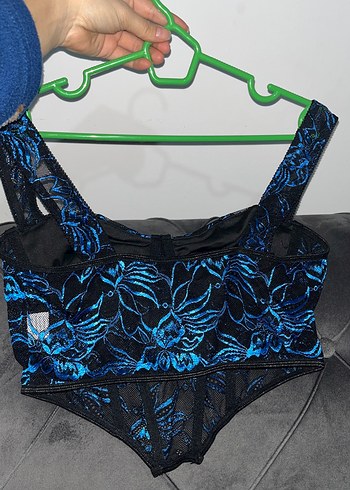 Mavi Desenli Straplez Bustiyer - Görsel 3