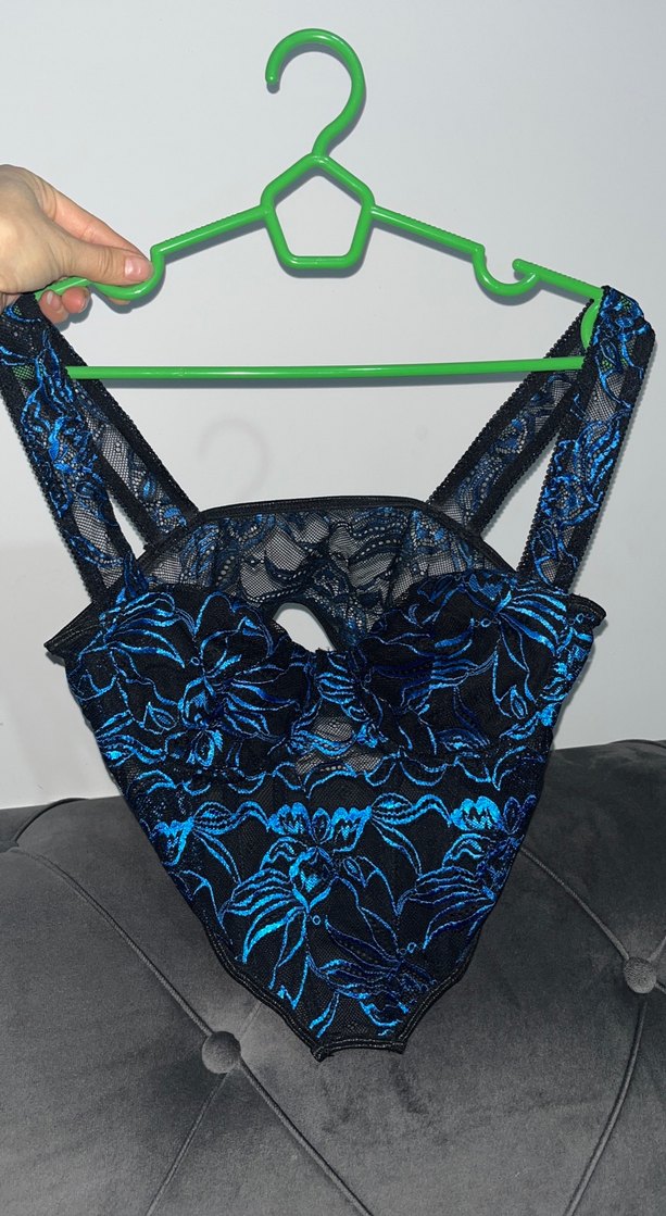 Mavi Desenli Straplez Bustiyer - Görsel 2