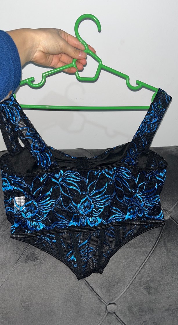 Mavi Desenli Straplez Bustiyer - Görsel 3