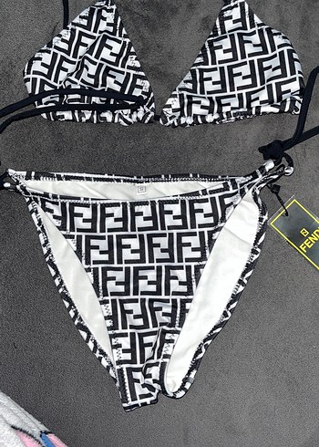 Fendi Desenli Beyaz Mini Bikini Takımı - Görsel 2