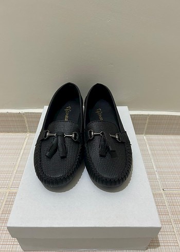 Siyah Krikodil Desenli Tokalı Loafer
