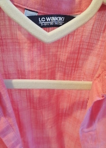 Düğmeli Pembe Keten erkek çocuk Gömlek - Görsel 3