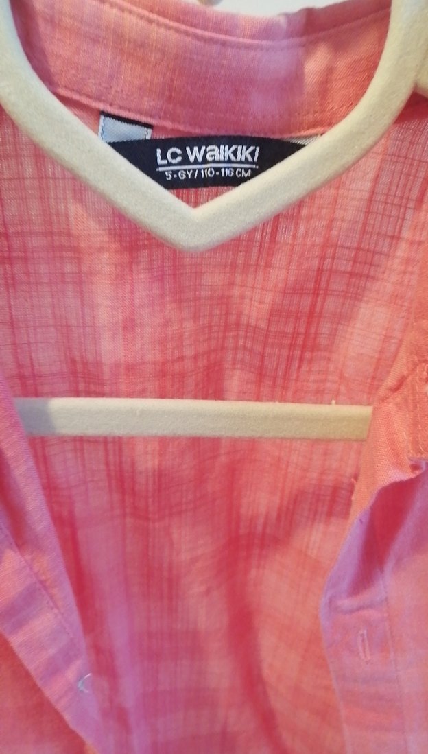 Düğmeli Pembe Keten erkek çocuk Gömlek - Görsel 3