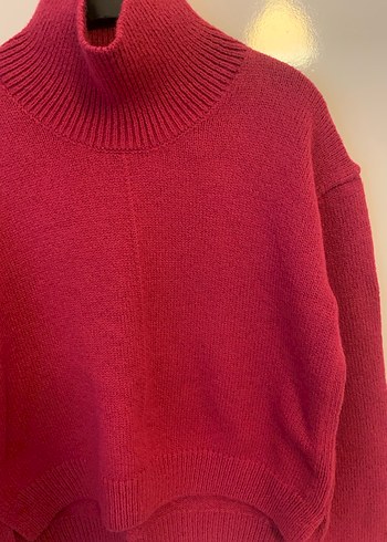 Fusya Örgü Yüksek Yaka Kadın Kazak - Görsel 5