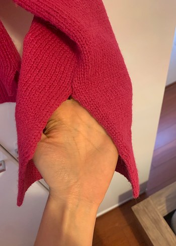 s Beden pembe Renk Fusya Örgü Yüksek Yaka Kadın Kazak