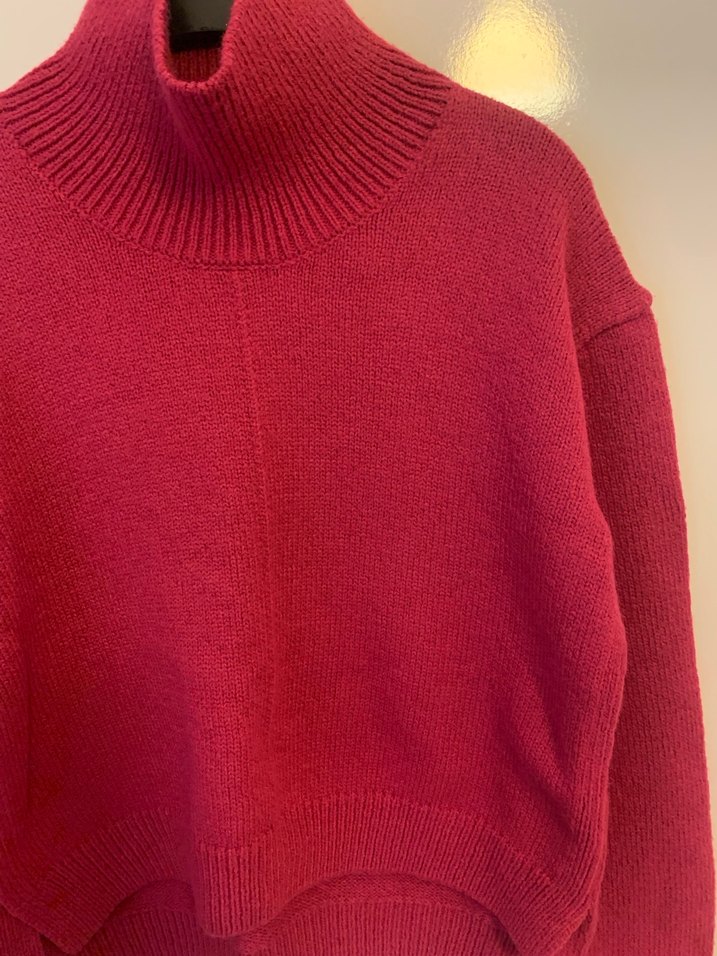 Fusya Örgü Yüksek Yaka Kadın Kazak - Görsel 5