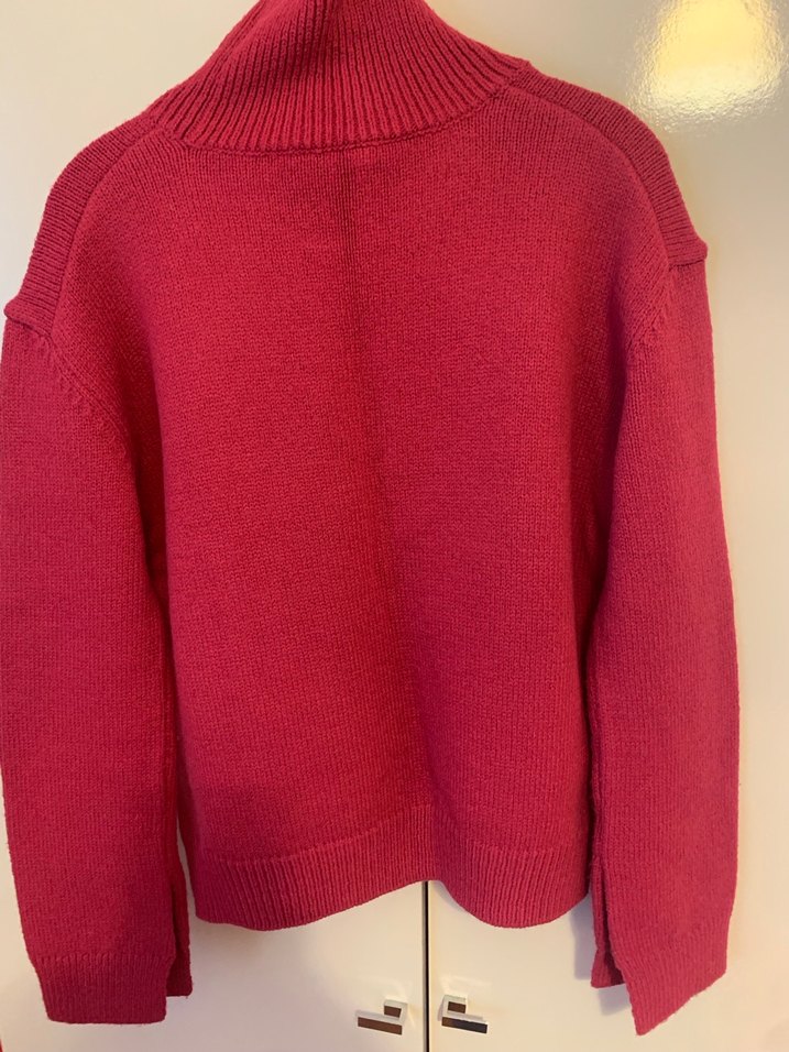 Fusya Örgü Yüksek Yaka Kadın Kazak - Görsel 2