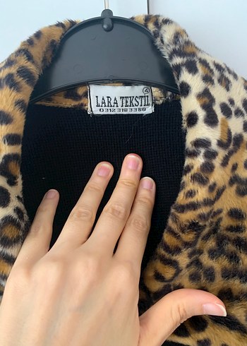 44 Beden Leopar Yaka Detaylı Kalin Panco
