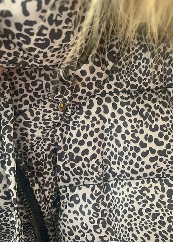 xs Beden Kaz Tuyu Leopar Desenli Mont