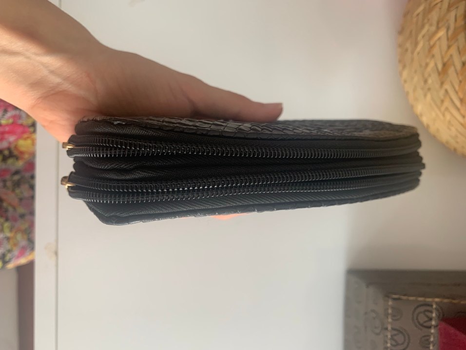 Deri Siyah Yılan Desenli Cüzdan - Görsel 3