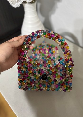Beden çeşitli Renk Renkli Boncuklu Kadın Çanta