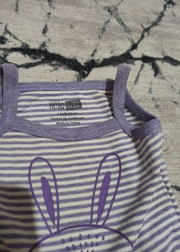 3 Ay Beden Mor Askılı Bebek Body ve Şort Takımı