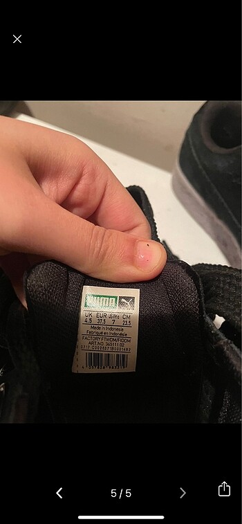 37,5 Beden siyah Renk Puma Sneaker