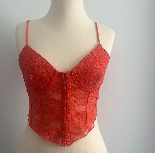 Bershka Bershka Turuncu Dantelli Büstiyer Crop