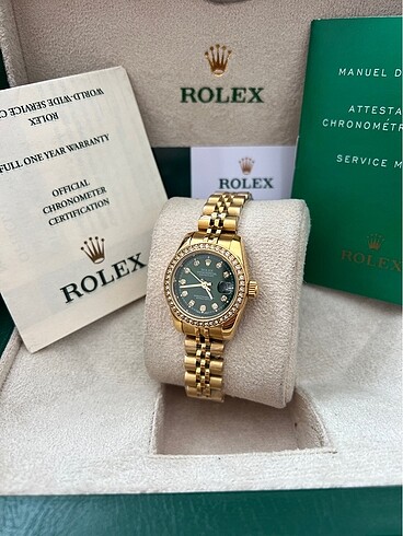 Rolex Taşlı içi yeşil 31 mm 1.Sınıf aaa kalite kadın saati