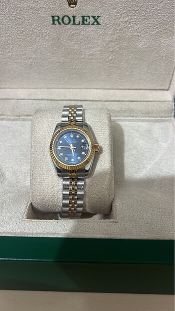 Rolex Kadın Saati 31 mm Gümüş,gold içi lacivert