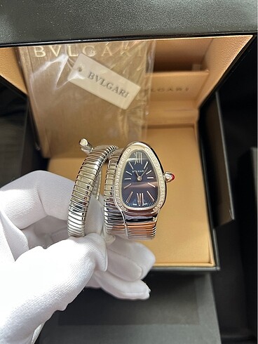 BVLGARİ SERPENTİ ORJİNAL GÜMÜŞ TAŞLI MAVİ KADRAN KADIN SAATİ